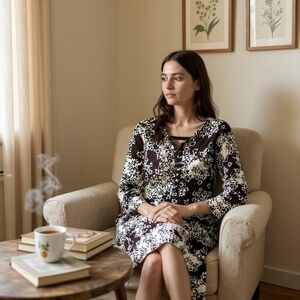 NWOT Designer Diane Von Furstenberg 100% Silk "Nana" Star Meadow Tunic Dress.